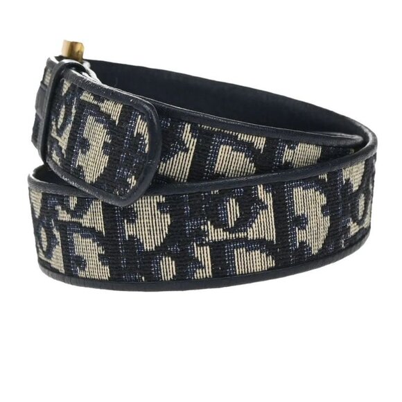 Dior Christian Belt Trotter Logo 65 Navy Canvas Leather main image 4